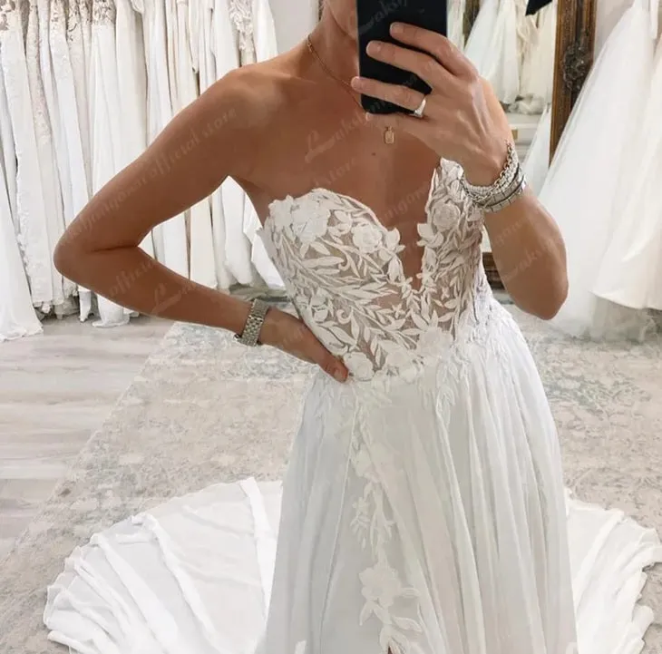 Sexy Applique Chiffon Wedding Gown All Sizes/Colors