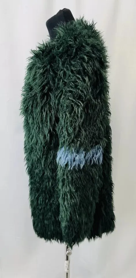 Shrimps Green Blue Shearling Faux Fur Women’s Coat Size S