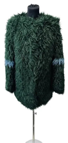 Shrimps Green Blue Shearling Faux Fur Women’s Coat Size S