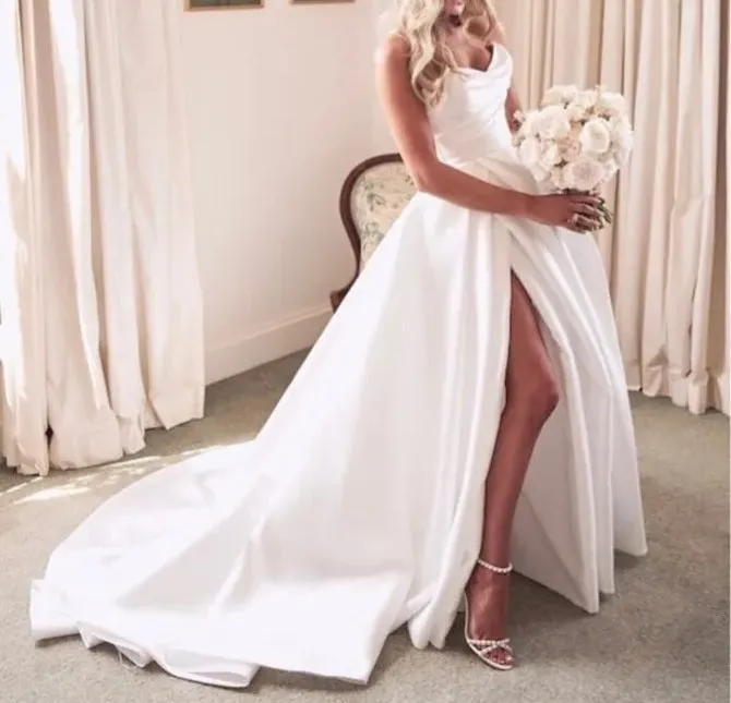 Simple Elegant Satin Wedding Gown All Sizes/Colors