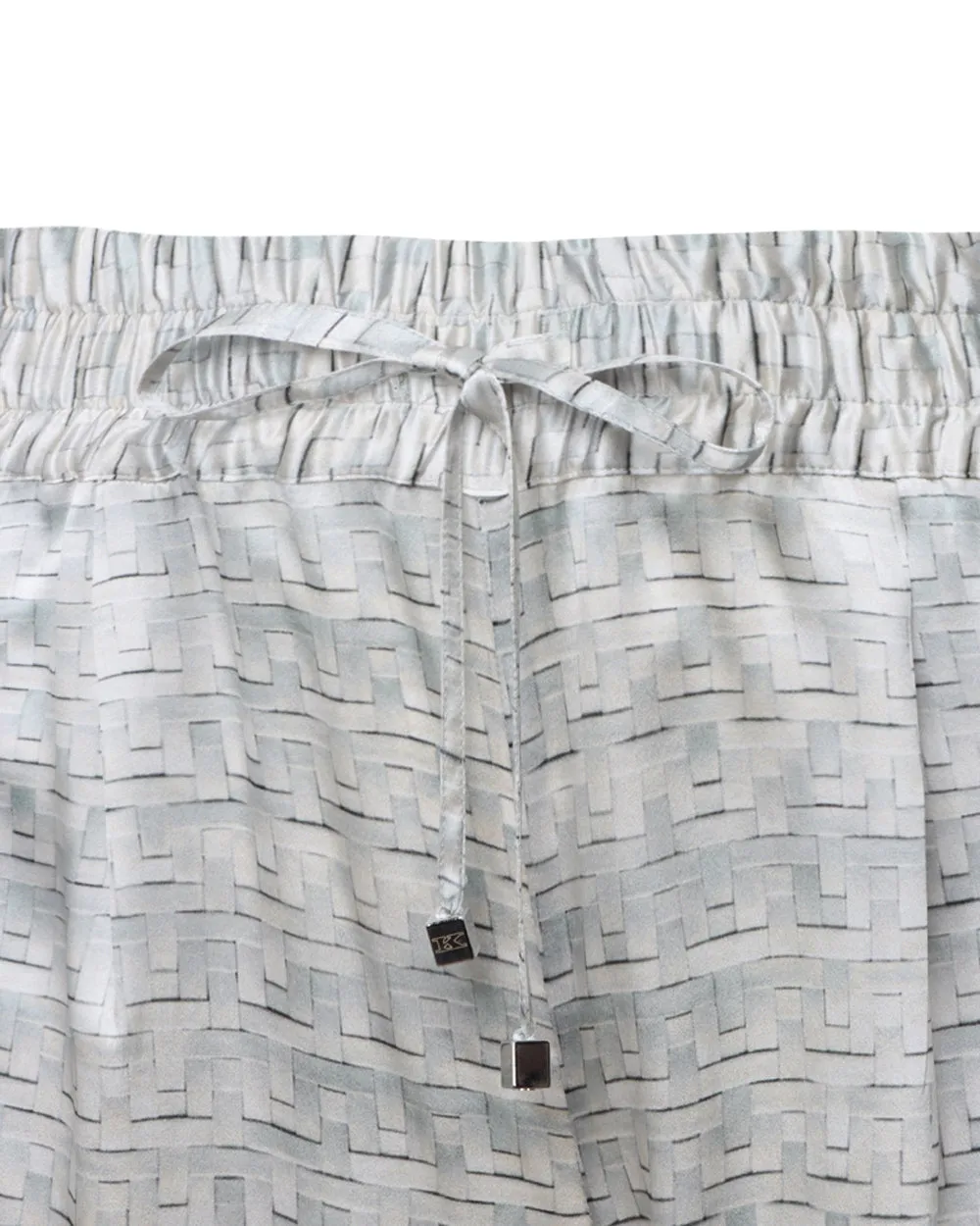 Sky Blue Woven Print Silk Trouser