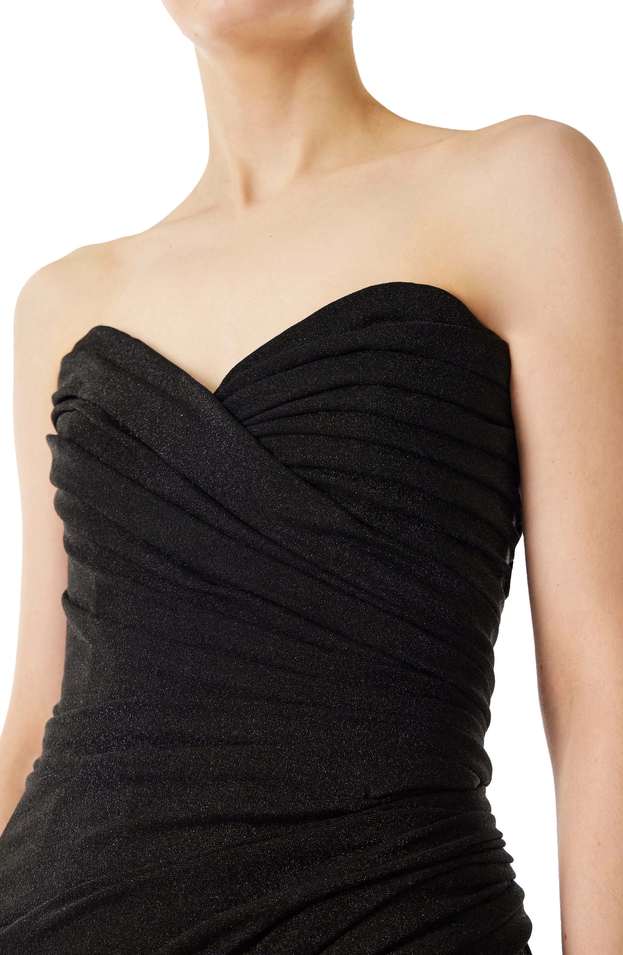 Strapless Glitter Knit Gown