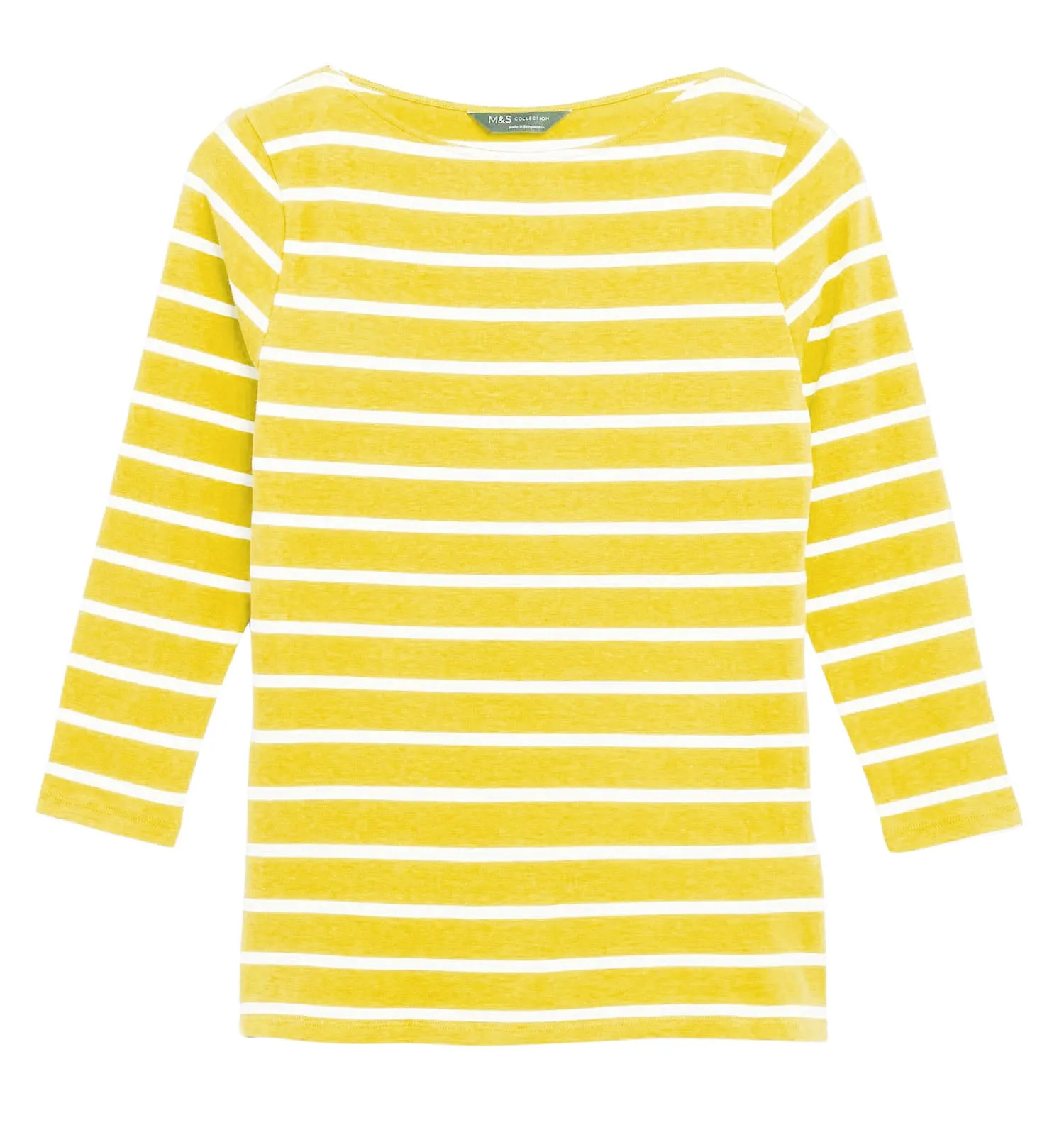 Striped cotton rich slash neck tops