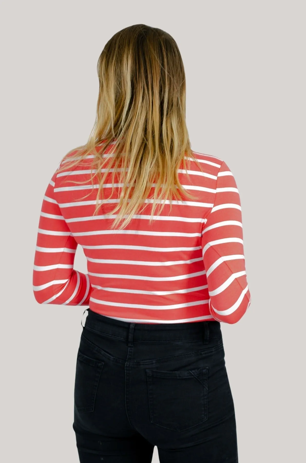 Striped cotton rich slash neck tops