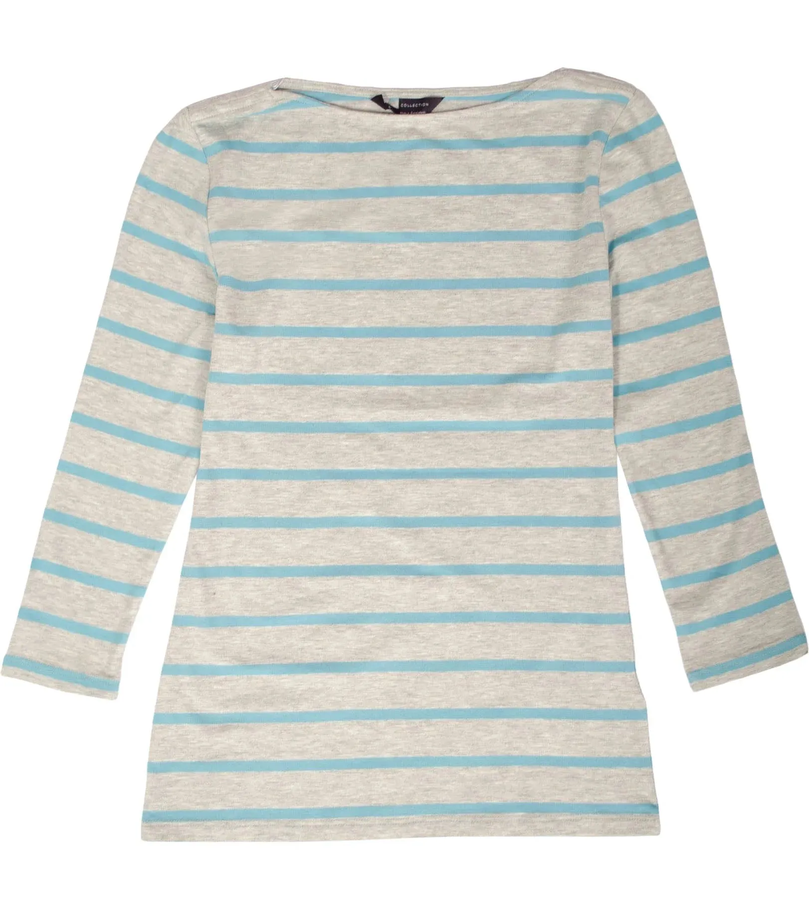 Striped cotton rich slash neck tops