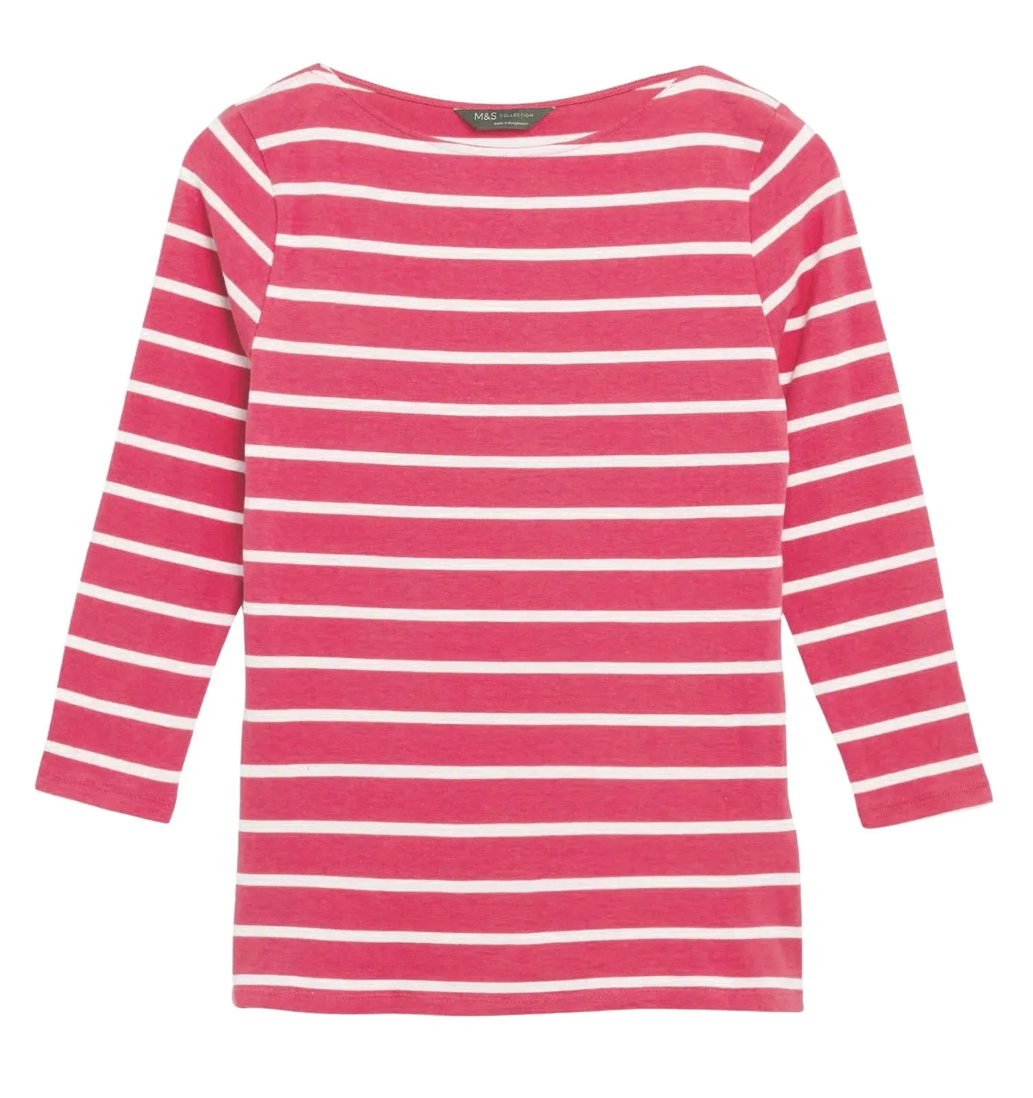 Striped cotton rich slash neck tops