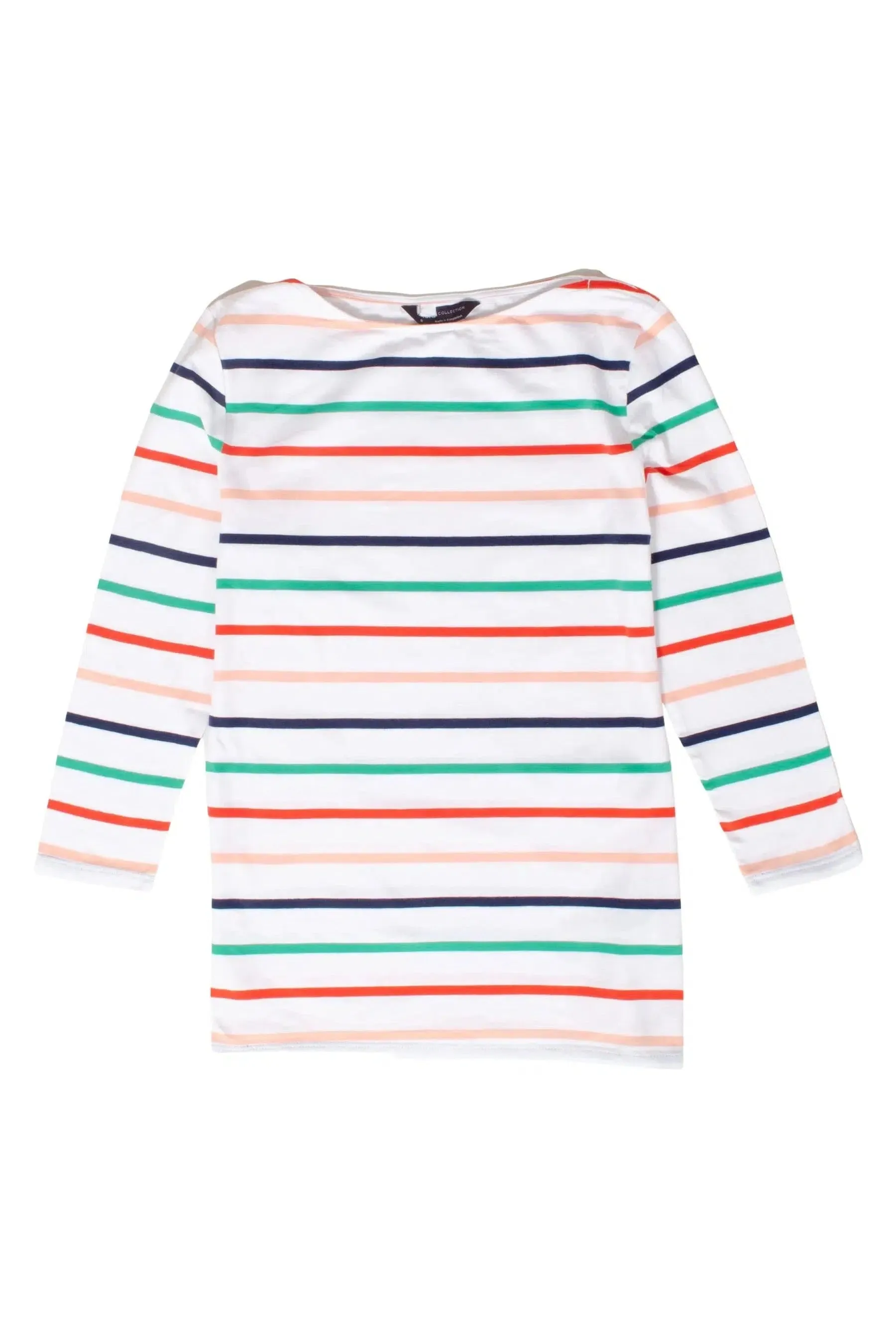 Striped cotton rich slash neck tops