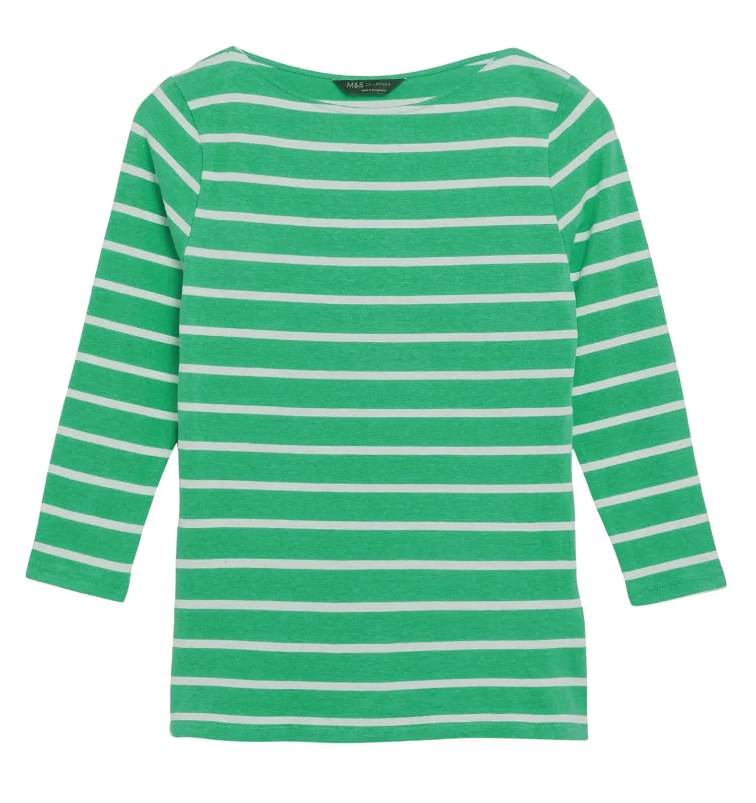 Striped cotton rich slash neck tops