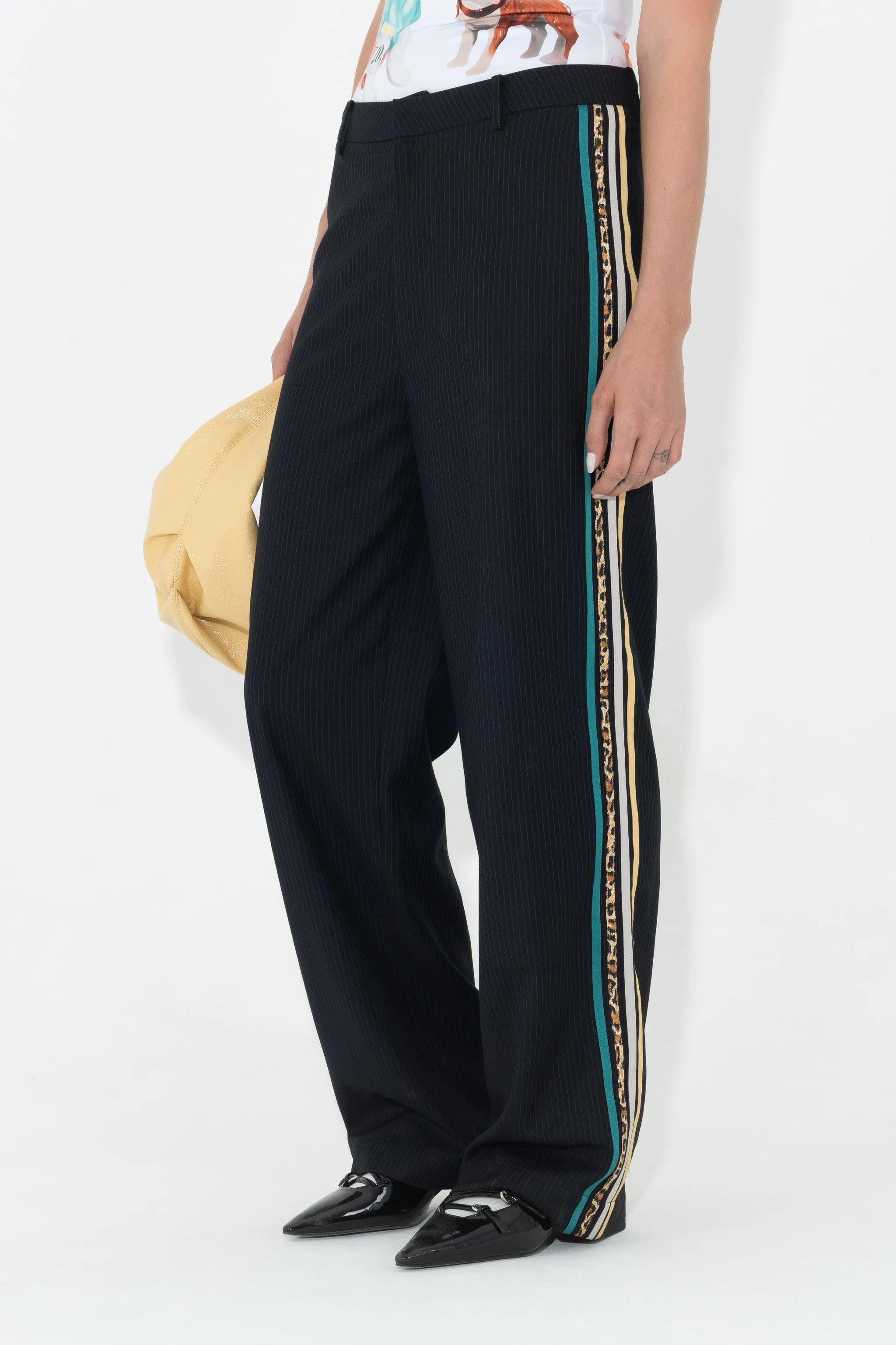 Untailored Non-Trackpant in Blue Pinstripe