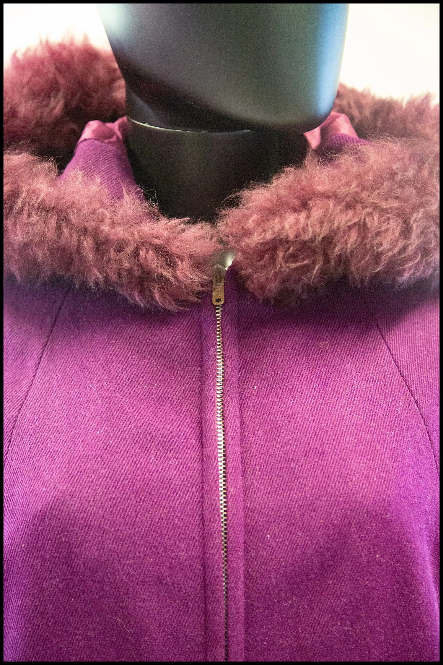 Vintage 1960s Purple Wool Hooded Cape