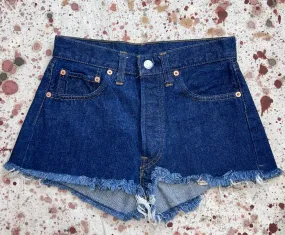 Vintage USA Levi's 501 Red Line Single Stitch Pockets Dark Wash Cut Off Shorts (JYJ0524-227)