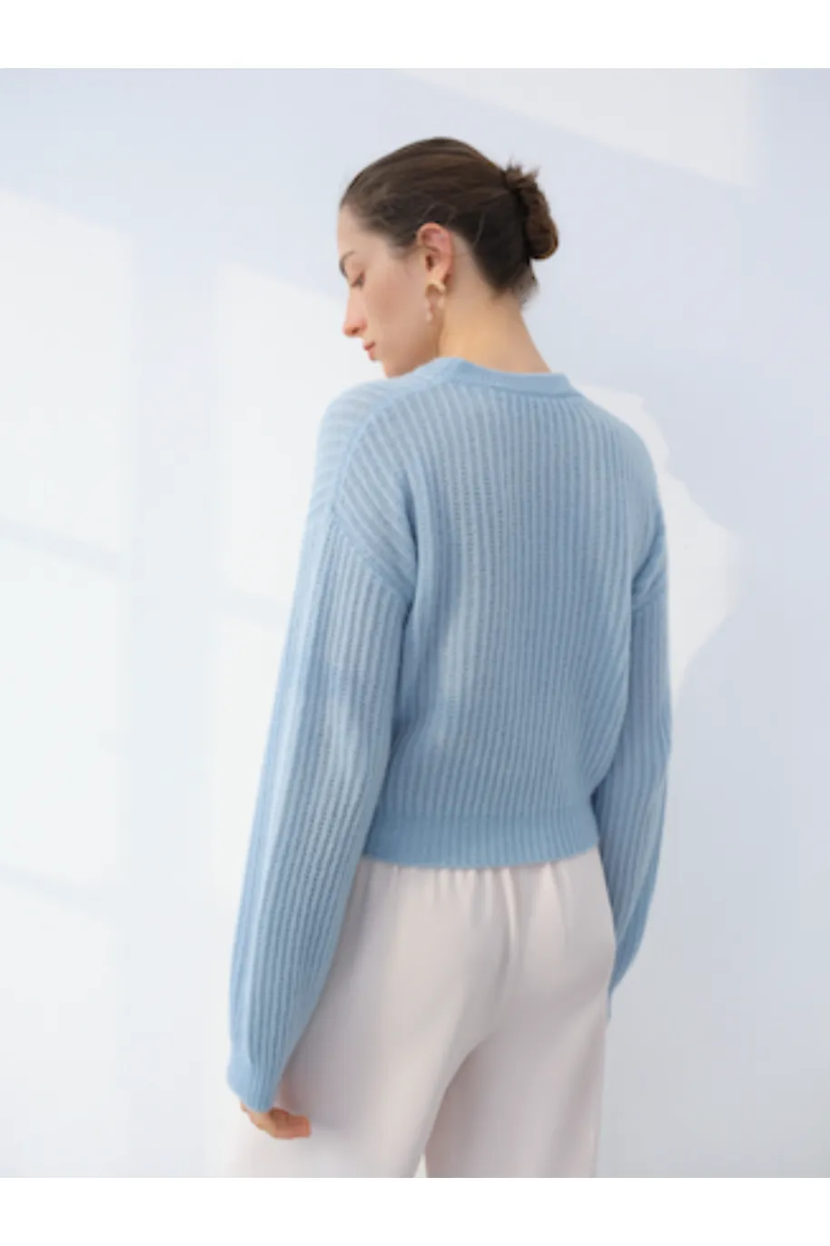 W. Cashmere LYRA Crew Neck Pullover | Baby Blue | Clearance Final Sale