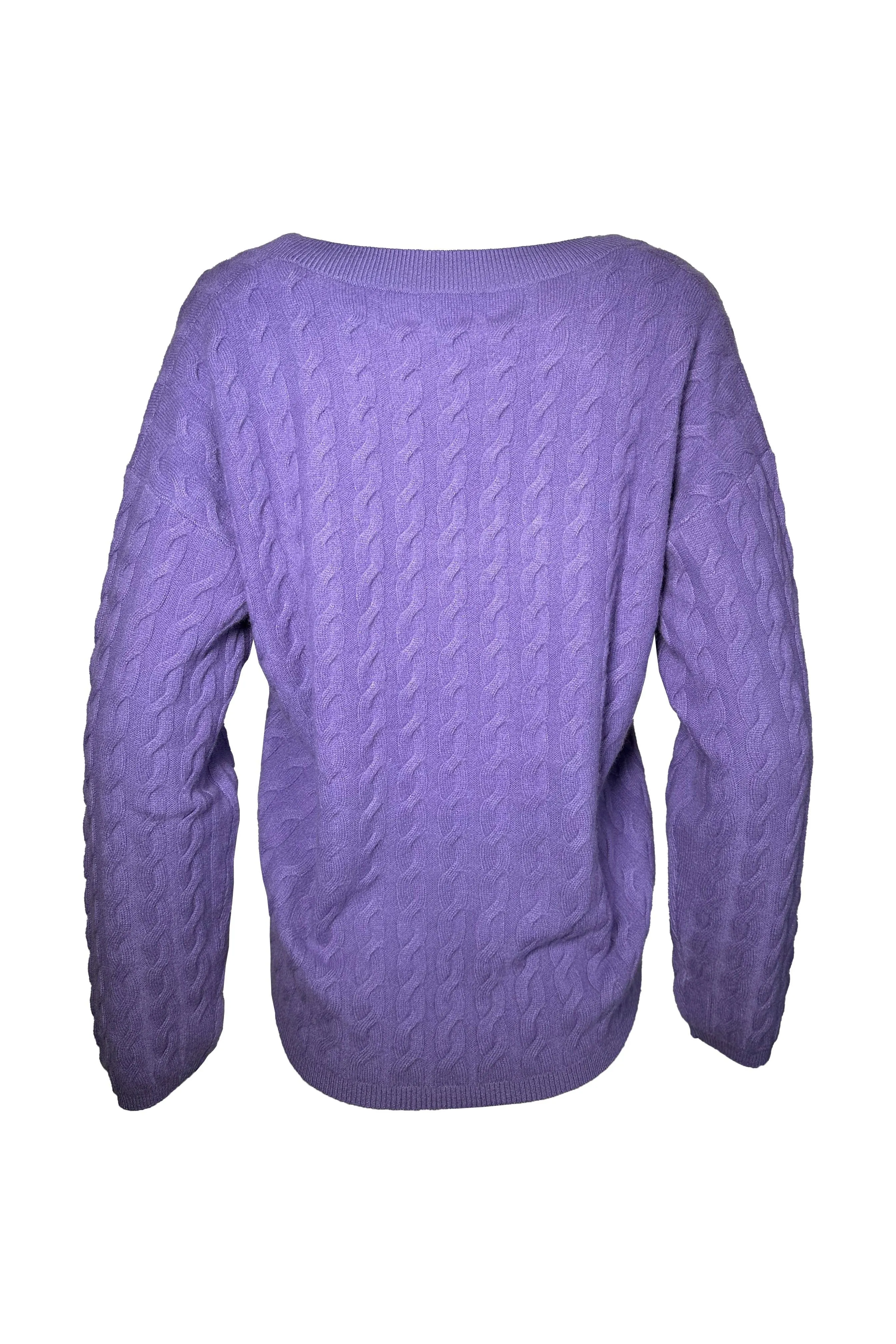 W. Cashmere Stetson Cable Knit V-Neck Pullover 24FHA0101R1 | Grape | Clearance Final Sale