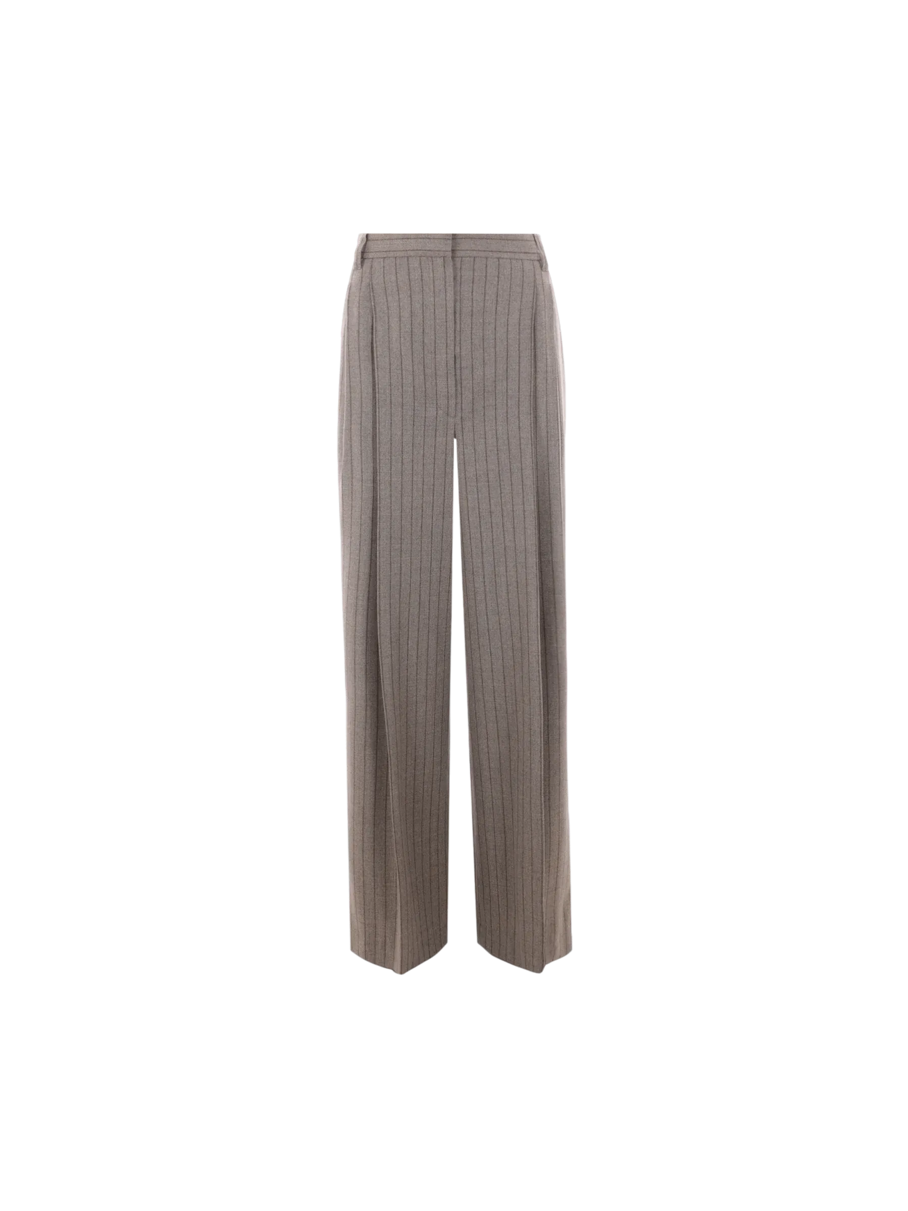 Wide-Leg Pinstripe Wool Trousers