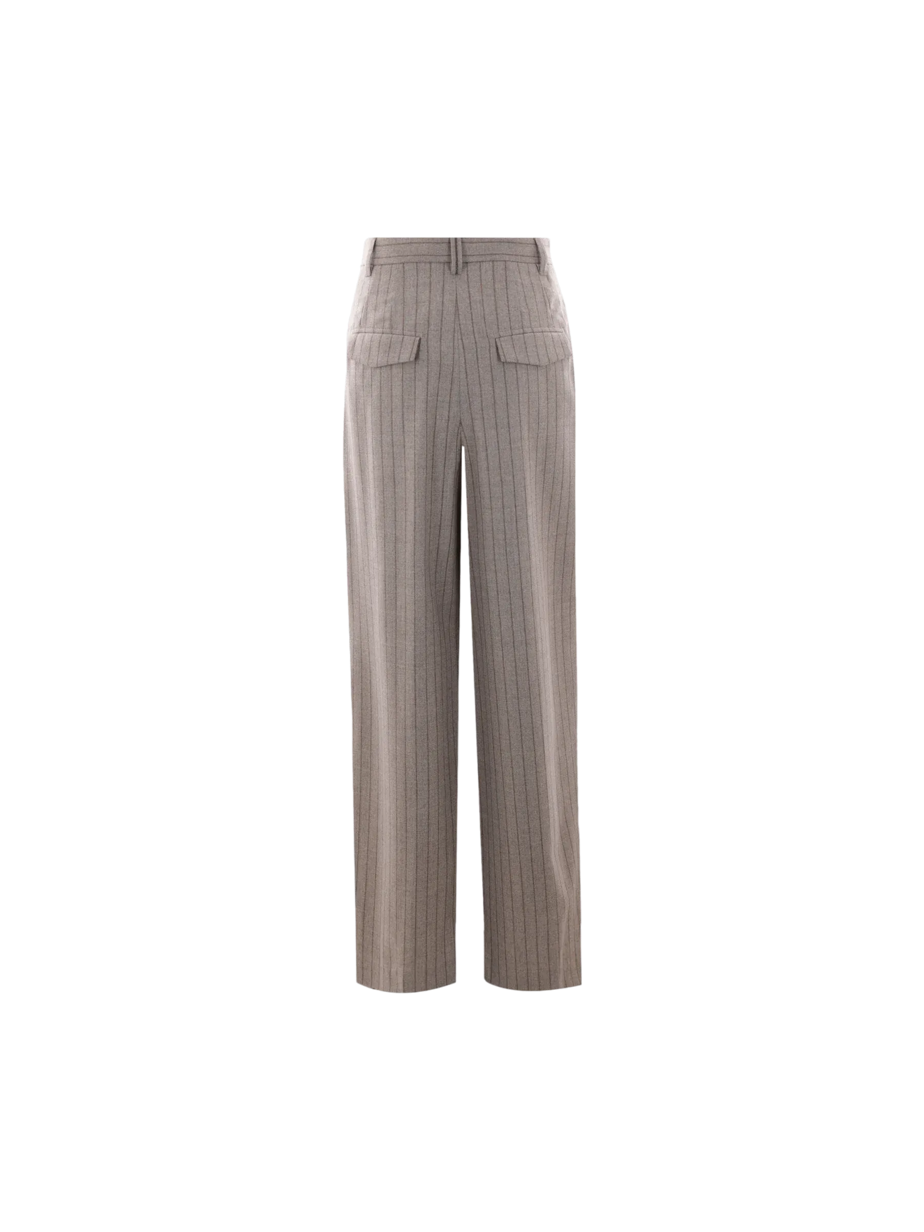 Wide-Leg Pinstripe Wool Trousers