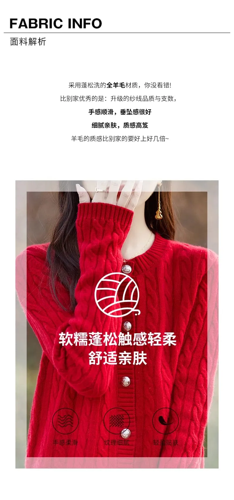 Women's wool cashmere  round neck twist thick long sleeve Sweater loose