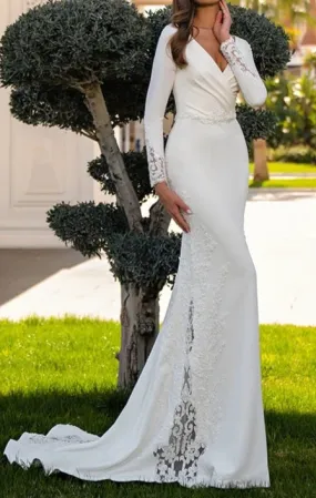 Yolanda Pearled Lace/Satin Mermaid Wedding Gown All Sizes/Colors