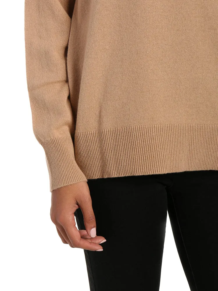 Zainuno Moizni Women's 100% Cashmere Deep V-Neck Sweater