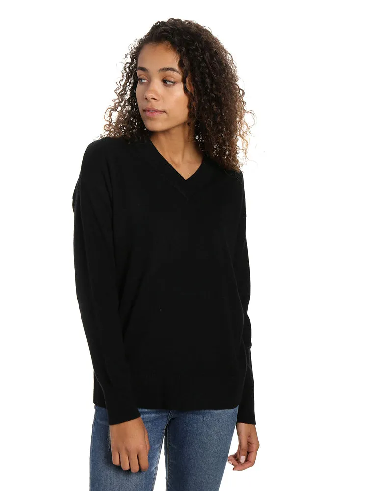 Zainuno Moizni Women's 100% Cashmere Deep V-Neck Sweater